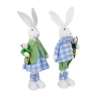 Northlight 19" Bunny Couple In Matching Checkered Outfits Easter Figurine