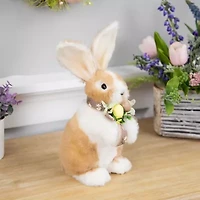 Northlight 10" Plush Rabbit With Floral Bow Easter Figurine