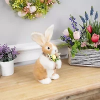 Northlight 10" Plush Rabbit With Floral Bow Easter Figurine