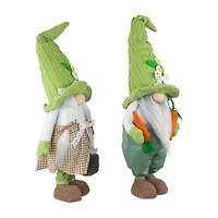Northlight 15" Green And White Gardening Gnomes Easter Gnome