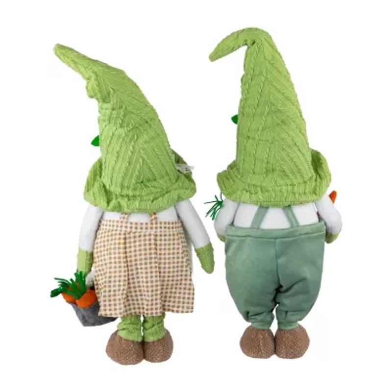 Northlight 15" Green And White Gardening Gnomes Easter Gnome