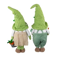 Northlight 15" Green And White Gardening Gnomes Easter Gnome