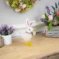 Northlight 9" Floral Chick With Polka Dot Faux Fur Rabbit Ears Easter Figurine