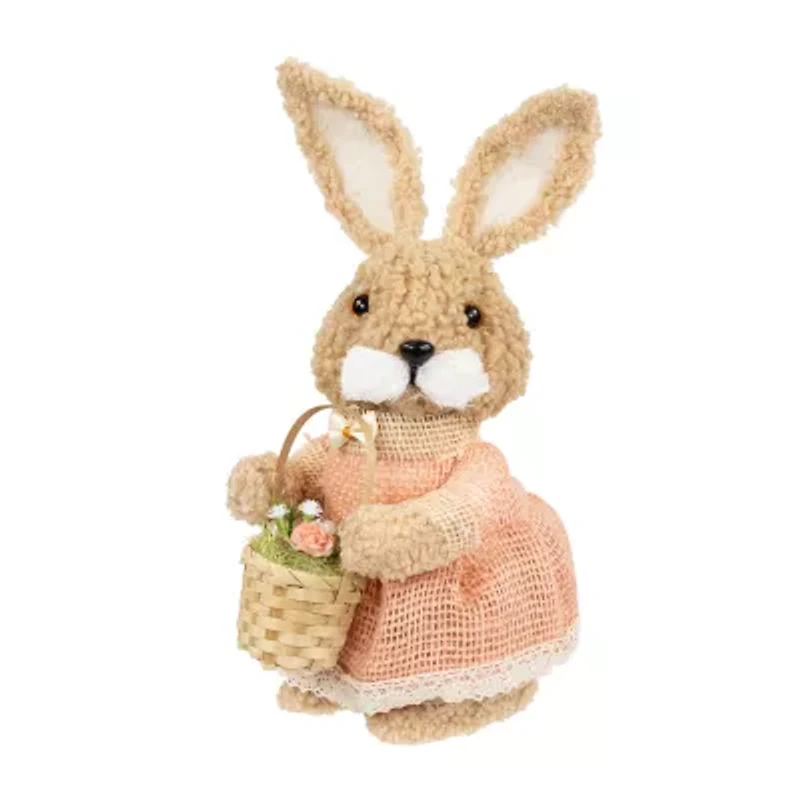 Northlight 10" Plush Girl Rabbit With Easter Basket