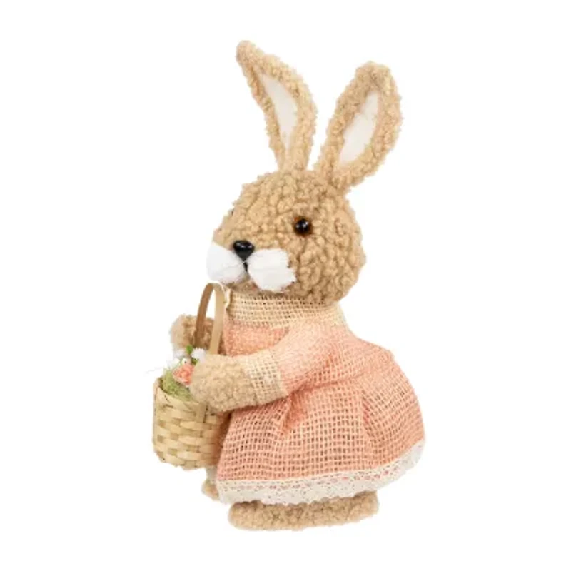 Northlight 10" Plush Girl Rabbit With Easter Basket