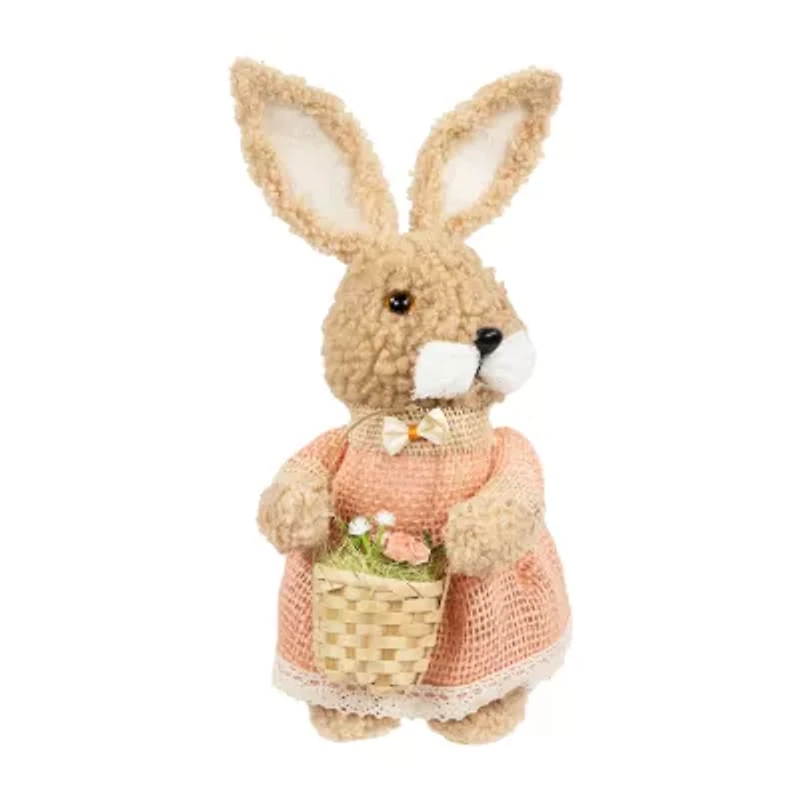Northlight 10" Plush Girl Rabbit With Easter Basket