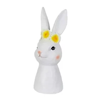 Northlight 9" White Bunny Bust With Daisy Flower Crown Easter Tabletop Decor