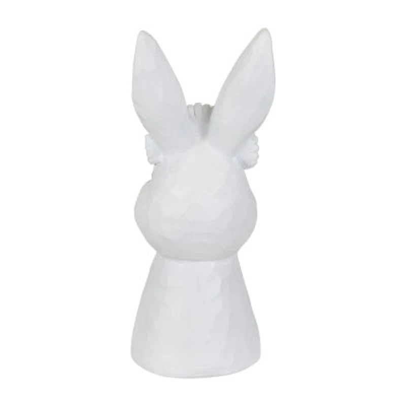 Northlight 9" White Bunny Bust With Daisy Flower Crown Easter Tabletop Decor