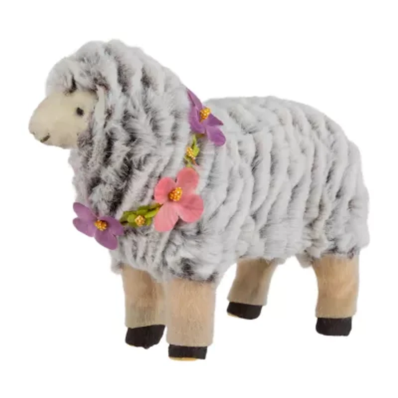 Northlight 8" Sheep Wearing Flower Necklace Easter Tabletop Decor