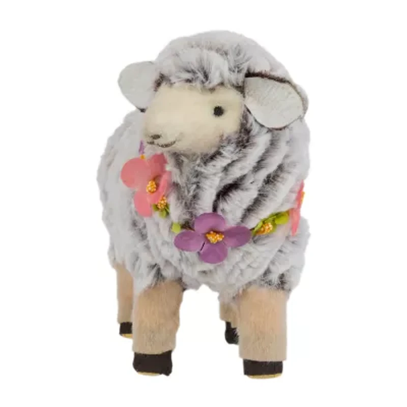 Northlight 8" Sheep Wearing Flower Necklace Easter Tabletop Decor