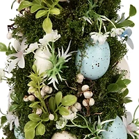 Northlight 14" Blue And White Floral And Foliage Egg Tabletop Tree