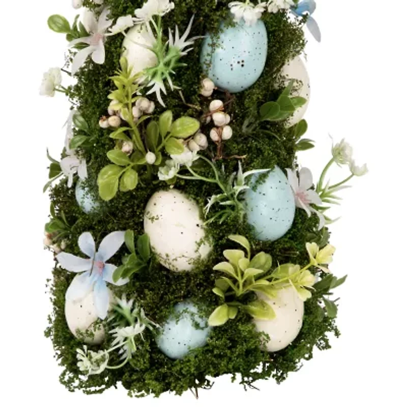 Northlight 14" Blue And White Floral And Foliage Egg Tabletop Tree
