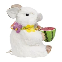 Northlight 7" Sisal Piglet With Floral Lei And Watermelon Easter Tabletop Decor