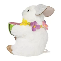 Northlight 7" Sisal Piglet With Floral Lei And Watermelon Easter Tabletop Decor