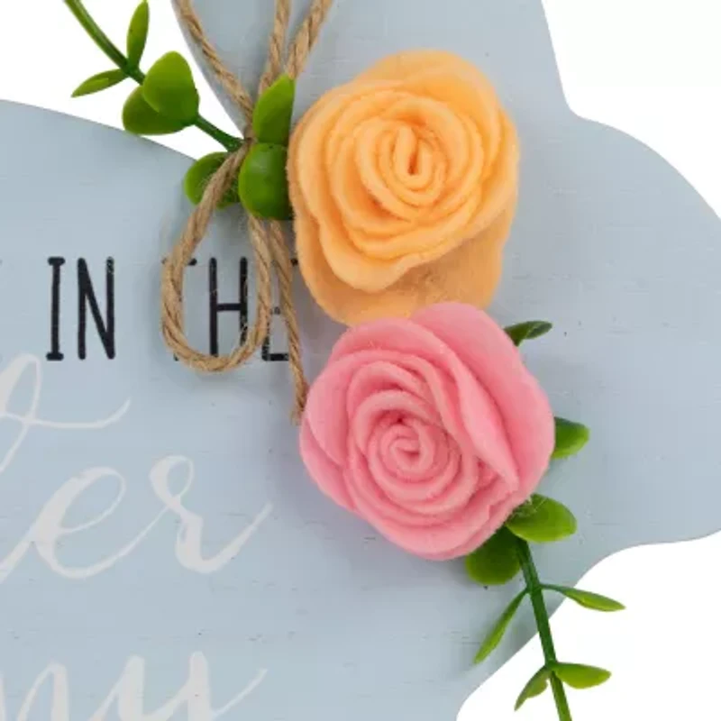 Northlight 8" Floral Bunnies Wooden Easter Tabletop Decor