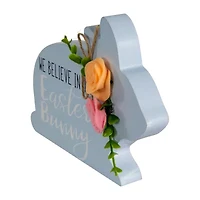 Northlight 8" Floral Bunnies Wooden Easter Tabletop Decor