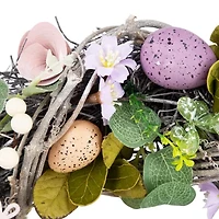 Northlight 13" Speckled Eggs And Flowers Wreath