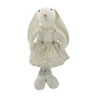 Northlight 15" Cream Standing Bunny Rabbit Girl In Floral Dress Easter Tabletop Decor
