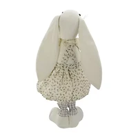 Northlight 15" Cream Standing Bunny Rabbit Girl In Floral Dress Easter Tabletop Decor