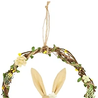 Northlight 10" Bunny With Flowers Artificial Twig Wreath