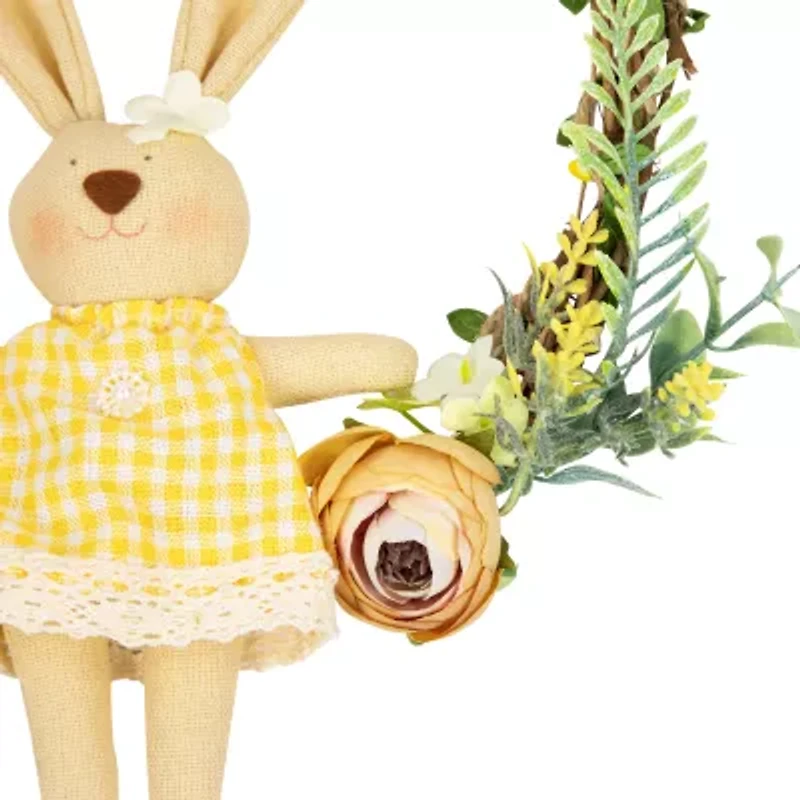 Northlight 10" Bunny With Flowers Artificial Twig Wreath