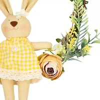 Northlight 10" Bunny With Flowers Artificial Twig Wreath