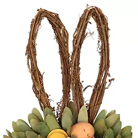 Northlight 24" Shaved Wood Flowers Bunny Rabbit Silhouette Wreath