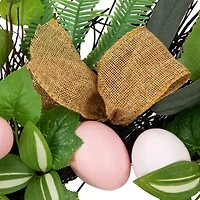 Northlight 22" Egg And Burlap Ribbon Mixed Foliage Twig Wreath