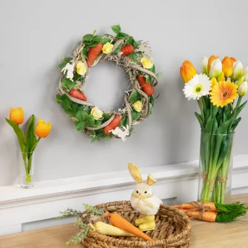 Northlight 12" Bunnies And Carrots Artificial Twig Wreath
