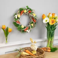 Northlight 12" Bunnies And Carrots Artificial Twig Wreath