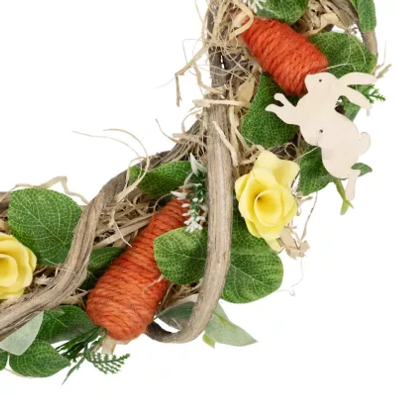 Northlight 12" Bunnies And Carrots Artificial Twig Wreath