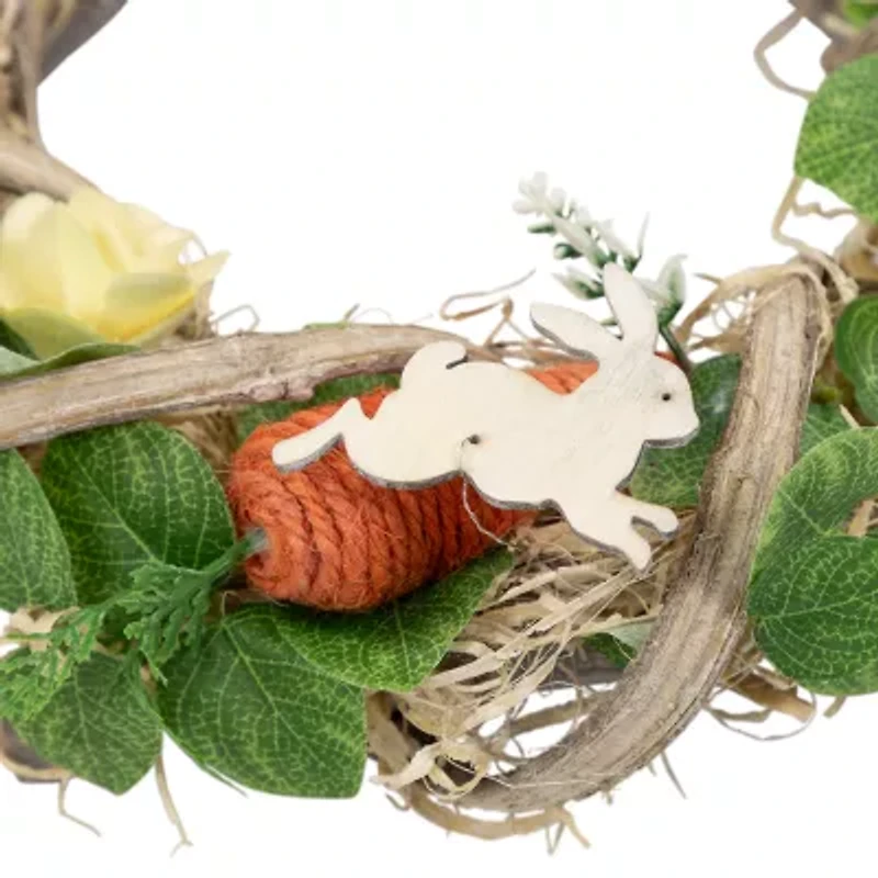 Northlight 12" Bunnies And Carrots Artificial Twig Wreath