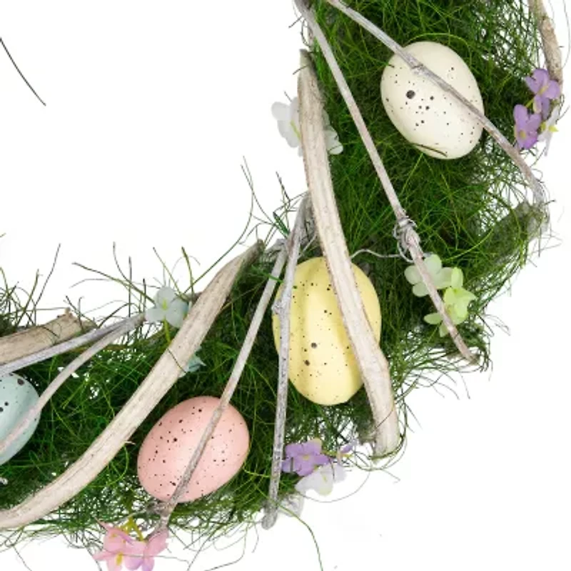 Northlight 15" Speckled Eggs And Spring Flowers Wreath