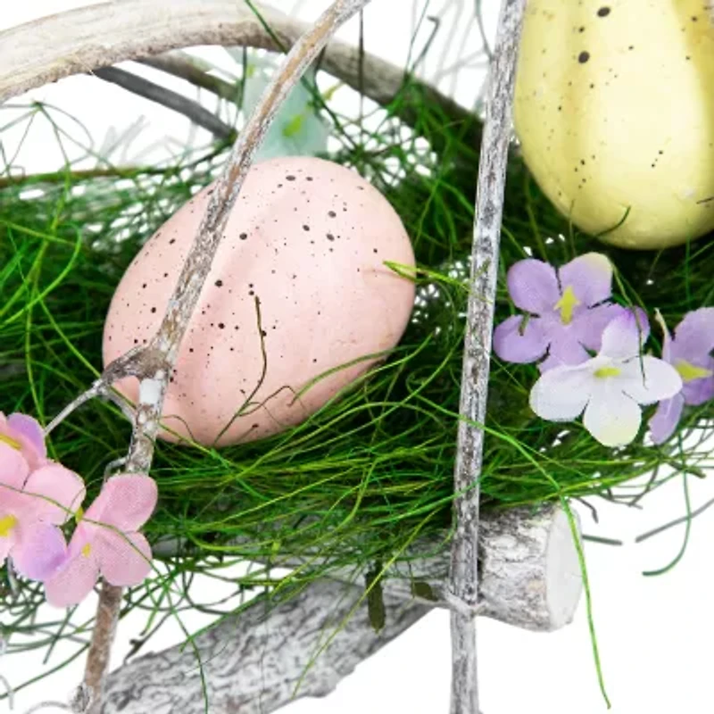 Northlight 15" Speckled Eggs And Spring Flowers Wreath