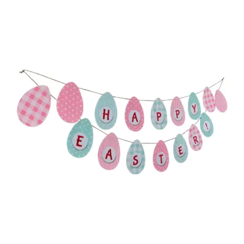 Northlight 70" Pastel Checkered And Striped Happy Hanging Banner