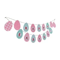 Northlight 70" Pastel Checkered And Striped Happy Hanging Banner