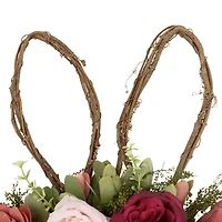 Northlight 15" Wooden Floral Bunny Ears Twig Wreath