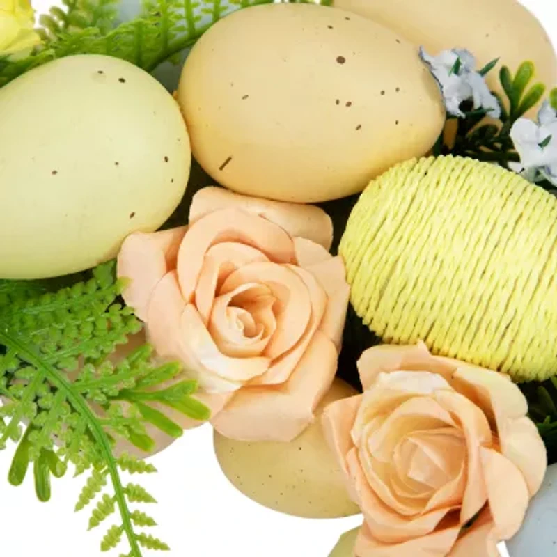 Northlight 15" Artificial Floral Egg Spring Wreath