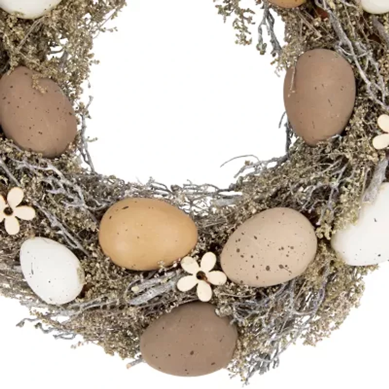 Northlight 12" Natural Earth Speckled Egg Twig Wreath