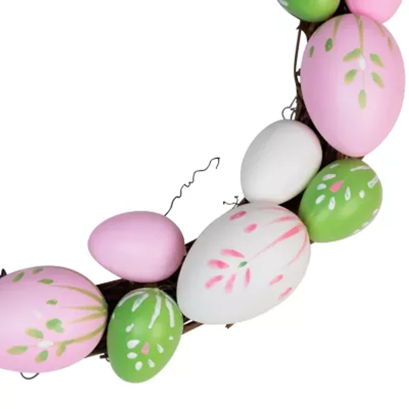 Northlight 10" Pink/Green Easter Egg Grapevine Wreath