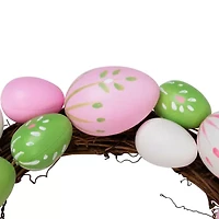Northlight 10" Pink/Green Easter Egg Grapevine Wreath