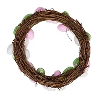 Northlight 10" Pink/Green Easter Egg Grapevine Wreath