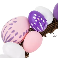 Northlight 10" Pink Purple And White Pastel Easter Egg Wreath