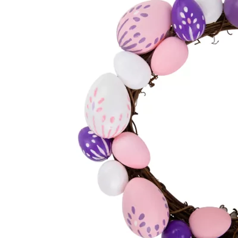 Northlight 10" Pink Purple And White Pastel Easter Egg Wreath