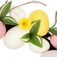 Northlight 22" Pink And Yellow Eggs And Flower Buds Artificial Unlit Wreath