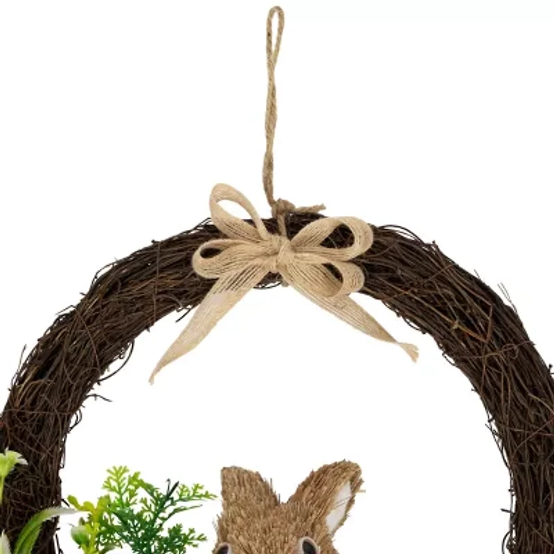 Northlight 12" Floral Grapevine Spring With Rabbit Wreath