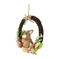 Northlight 12" Floral Grapevine Spring With Rabbit Wreath