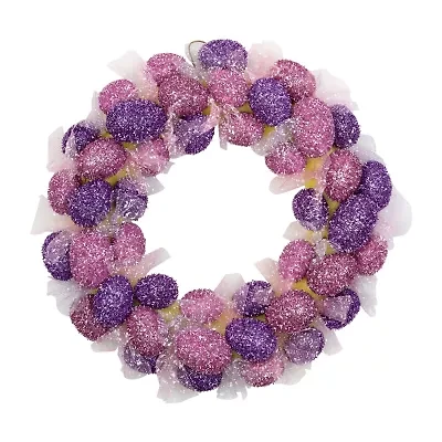 Northlight 20" Glittered Egg With Mesh Ribbons Wreath