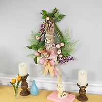Northlight 22" Pink Flower Bunny Moss Vines Unlit Wreath