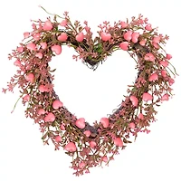 Northlight 18" Hearts And Rosebuds Artificial Heart Shaped Wreath